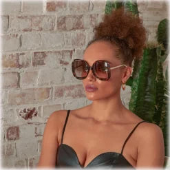 Linda Farrow - Valentina Squared Sunglasses in Tortoiseshell - LFL1173C2SUN - Eyewear - Avvenice^ Sunglasses