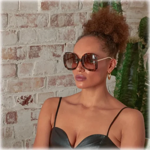 Linda Farrow - Valentina Squared Sunglasses in Tortoiseshell - LFL1173C2SUN - Eyewear - Avvenice^ Sunglasses