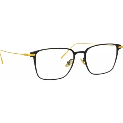 Linda Farrow - Willis A Rectangular Optical Glasses in Black Yellow Gold - LF46AC1OPT - Eyewear - Avvenice^ Sunglasses