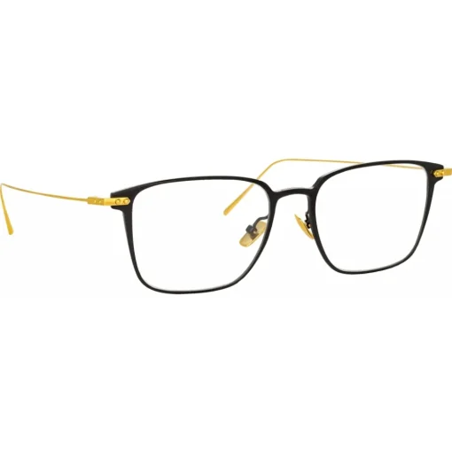 Linda Farrow - Willis A Rectangular Optical Glasses in Black Yellow Gold - LF46AC1OPT - Eyewear - Avvenice^ Sunglasses