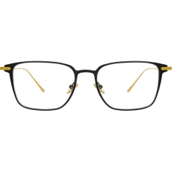 Linda Farrow - Willis A Rectangular Optical Glasses in Black Yellow Gold - LF46AC1OPT - Eyewear - Avvenice^ Sunglasses