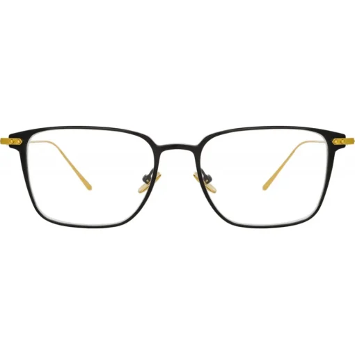 Linda Farrow - Willis A Rectangular Optical Glasses in Black Yellow Gold - LF46AC1OPT - Eyewear - Avvenice^ Sunglasses
