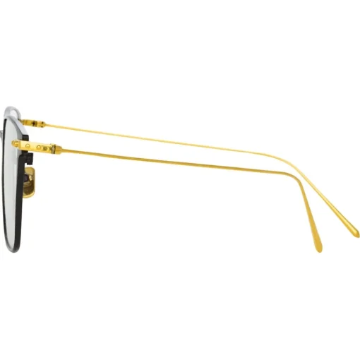 Linda Farrow - Willis A Rectangular Optical Glasses in Black Yellow Gold - LF46AC1OPT - Eyewear - Avvenice^ Sunglasses