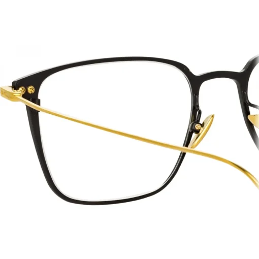 Linda Farrow - Willis A Rectangular Optical Glasses in Black Yellow Gold - LF46AC1OPT - Eyewear - Avvenice^ Sunglasses