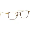 Linda Farrow - Willis Rectangular Optical Glasses in Black Yellow Gold - LF46C1OPT - Eyewear - Avvenice