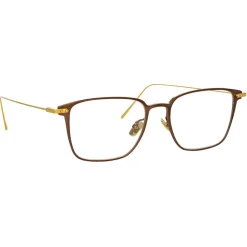 Linda Farrow - Willis Rectangular Optical Glasses in Black Yellow Gold - LF46C1OPT - Eyewear - Avvenice