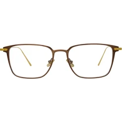 Linda Farrow - Willis Rectangular Optical Glasses in Brown - LF46C3OPT - Eyewear - Avvenice