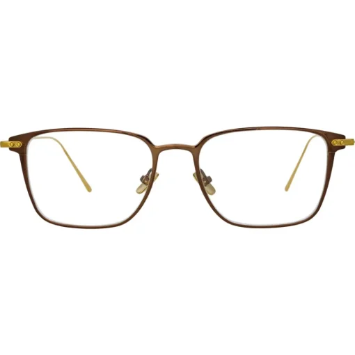 Linda Farrow - Willis Rectangular Optical Glasses in Black Yellow Gold - LF46C1OPT - Eyewear - Avvenice