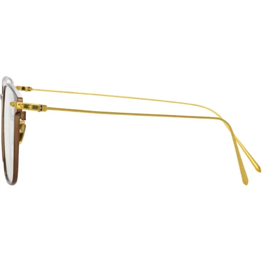 Linda Farrow - Willis Rectangular Optical Glasses in Black Yellow Gold - LF46C1OPT - Eyewear - Avvenice