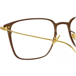 Linda Farrow - Willis Rectangular Optical Glasses in Brown - LF46C3OPT - Eyewear - Avvenice