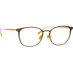 Linda Farrow - Xate Rectangular Optical Glasses in Black Yellow Gold - LFL1235C1OPT - Eyewear - Avvenice^ Sunglasses