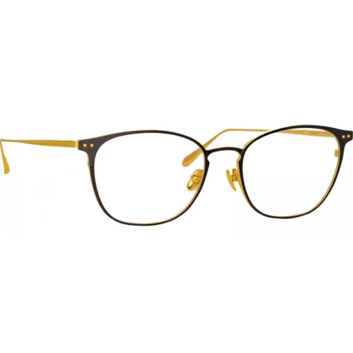 Linda Farrow - Xate Rectangular Optical Glasses in Black Yellow Gold - LFL1235C1OPT - Eyewear - Avvenice^ Sunglasses