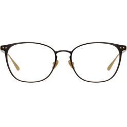Linda Farrow - Xate Rectangular Optical Glasses in Black Yellow Gold - LFL1235C1OPT - Eyewear - Avvenice^ Sunglasses