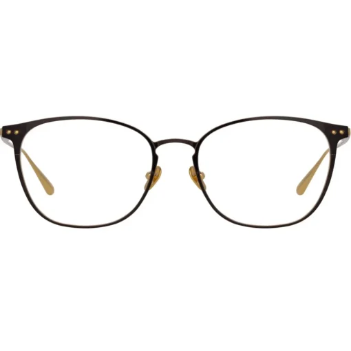 Linda Farrow - Xate Rectangular Optical Glasses in Black Yellow Gold - LFL1235C1OPT - Eyewear - Avvenice^ Sunglasses
