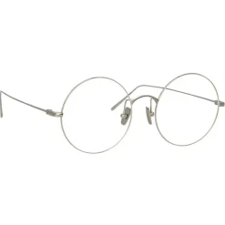 Linda Farrow - Zaha Round Optical Glasses in White Gold - LF32C2OPT - Eyewear - Avvenice