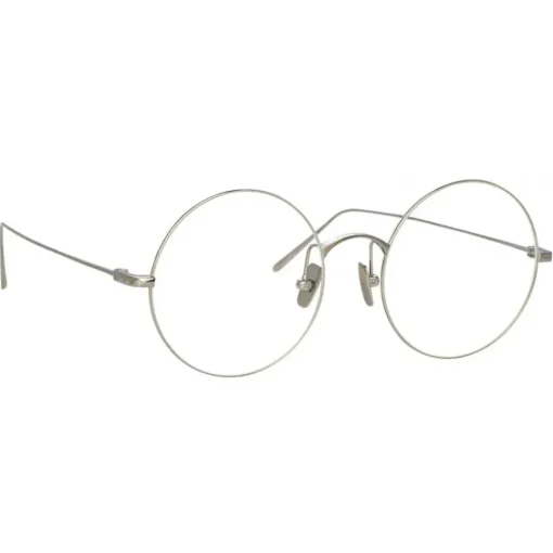 Linda Farrow - Zaha Round Optical Glasses in White Gold - LF32C2OPT - Eyewear - Avvenice