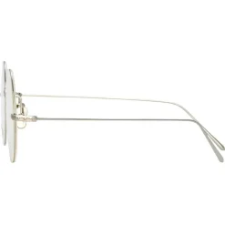Linda Farrow - Zaha Round Optical Glasses in White Gold - LF32C2OPT - Eyewear - Avvenice