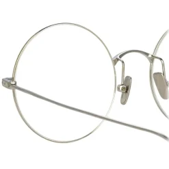 Linda Farrow - Zaha Round Optical Glasses in White Gold - LF32C2OPT - Eyewear - Avvenice
