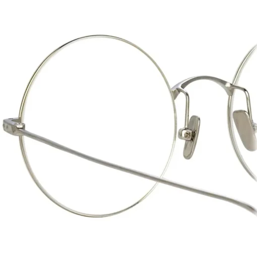 Linda Farrow - Zaha Round Optical Glasses in White Gold - LF32C2OPT - Eyewear - Avvenice