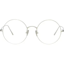 Linda Farrow - Zaha Round Optical Glasses in White Gold - LF32C2OPT - Eyewear - Avvenice