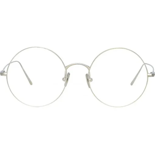 Linda Farrow - Zaha Round Optical Glasses in White Gold - LF32C2OPT - Eyewear - Avvenice