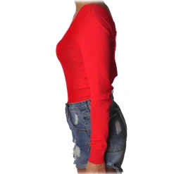 Liu Jo - Fitted Top with Boat Neckline - Red - Made in Italy - Luxury Exclusive Collection - Avvenice^ Tops