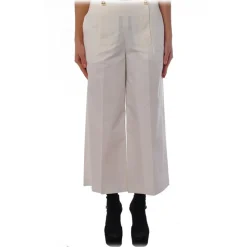 Liu Jo - - Bell Leg Pant with Jewel Buttons - White - Trousers - Made in Italy - Luxury Exclusive Collection - Avvenice