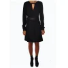 Liu Jo - Long Sleeve Dress with Faux Leather Details - Black - Dress - Made in Italy - Luxury Exclusive Collection - Avvenice^ Dresses