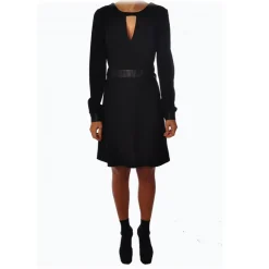 Liu Jo - Long Sleeve Dress with Faux Leather Details - Black - Dress - Made in Italy - Luxury Exclusive Collection - Avvenice^ Dresses