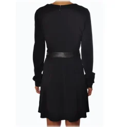 Liu Jo - Long Sleeve Dress with Faux Leather Details - Black - Dress - Made in Italy - Luxury Exclusive Collection - Avvenice^ Dresses