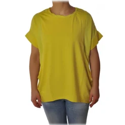 Liu Jo - Oversized T-Shirt with Collar Pattern - Yellow - T-Shirt - Made in Italy - Luxury Exclusive Collection - Avvenice^ T-shirt