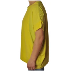 Liu Jo - Oversized T-Shirt with Collar Pattern - Yellow - T-Shirt - Made in Italy - Luxury Exclusive Collection - Avvenice^ T-shirt