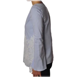 Liu Jo - Pinstripe Patterned Shirt with Embroidery - Light Blue - Shirts - Made in Italy - Luxury Exclusive Collection - Avvenice^ Shirts