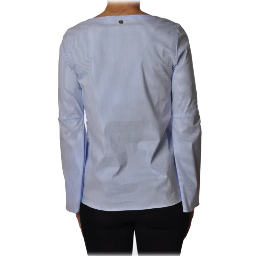 Liu Jo - Pinstripe Patterned Shirt with Embroidery - Light Blue - Shirts - Made in Italy - Luxury Exclusive Collection - Avvenice^ Shirts