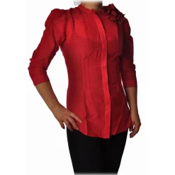 Liu Jo - Shirt with Fabric Flower Detail - Red - Shirts - Made in Italy - Luxury Exclusive Collection - Avvenice^ Shirts