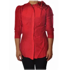 Liu Jo - Shirt with Fabric Flower Detail - Red - Shirts - Made in Italy - Luxury Exclusive Collection - Avvenice^ Shirts