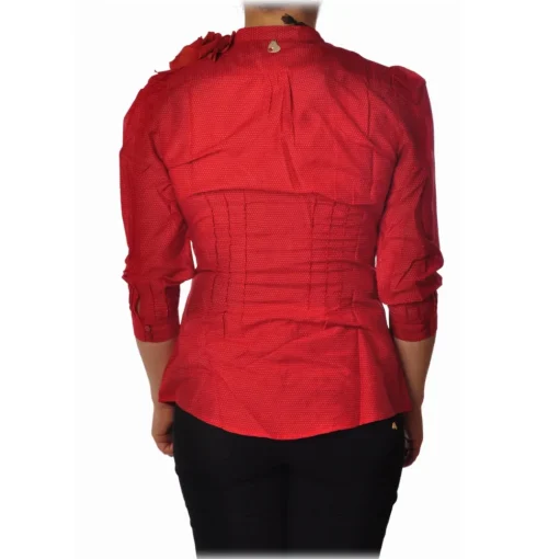 Liu Jo - Shirt with Fabric Flower Detail - Red - Shirts - Made in Italy - Luxury Exclusive Collection - Avvenice^ Shirts