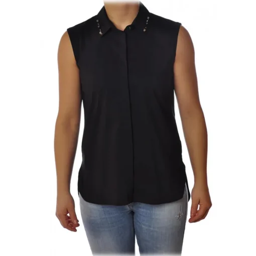 Liu Jo - Top with Studs Detail on Collar - Black - Made in Italy - Luxury Exclusive Collection - Avvenice^ Tops