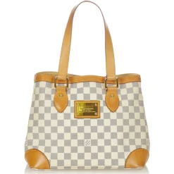 Louis Vuitton Vintage - Damier Hampstead PM White Blue Damier Canvas and Vachetta Leather Shoulder Bag - Luxury High Quality - Avvenice^ Vintage Bags