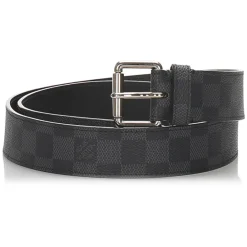 Louis Vuitton Vintage - Damier Graphite City Belt - Black Blue - Leather Belt - Luxury High Quality - Avvenice^ Vintage Belts