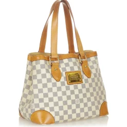 Louis Vuitton Vintage - Damier Hampstead PM White Blue Damier Canvas and Vachetta Leather Shoulder Bag - Luxury High Quality - Avvenice^ Vintage Bags