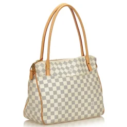 Louis Vuitton Vintage - Damier Azure Figheri PM Bag - White Ivory Blue - Damier Canvas and Leather Handbag - Luxury High Quality - Avvenice