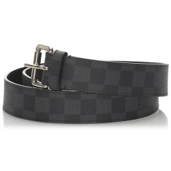 Louis Vuitton Vintage - Damier Graphite City Belt - Black Blue - Leather Belt - Luxury High Quality - Avvenice^ Vintage Belts
