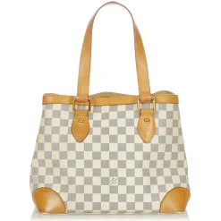 Louis Vuitton Vintage - Damier Hampstead PM White Blue Damier Canvas and Vachetta Leather Shoulder Bag - Luxury High Quality - Avvenice^ Vintage Bags