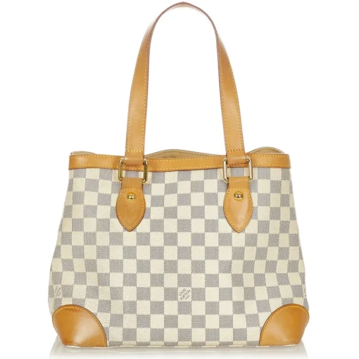 Louis Vuitton Vintage - Damier Hampstead PM White Blue Damier Canvas and Vachetta Leather Shoulder Bag - Luxury High Quality - Avvenice^ Vintage Bags