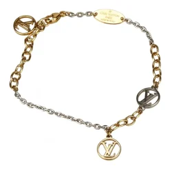 Louis Vuitton Vintage - Logomania Bracelet - Gold Silver - LV Bracelet - Luxury High Quality - Avvenice^ Vintage Jewelry