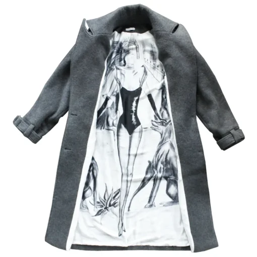 Margaux Avila - Coat - Grey Black Ecru - Jacket - Made in Italy - Luxury Exclusive Collection - Avvenice^ Jackets
