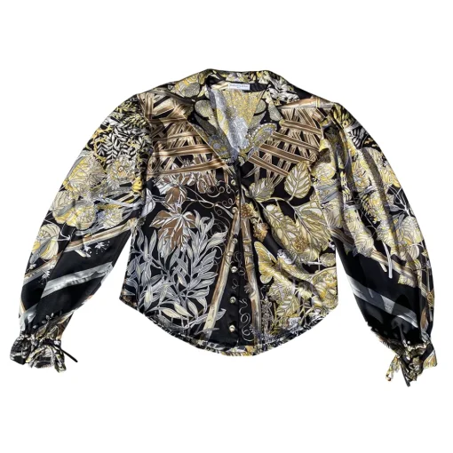Margaux Avila - Sleeve Shirt - Brown Black - Shirt - Made in Italy - Luxury Exclusive Collection - Avvenice