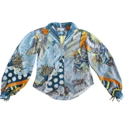 Margaux Avila - Sleeve Shirt - Blue Orange - Shirt - Made in Italy - Luxury Exclusive Collection - Avvenice^ Shirts