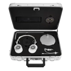 Master & Dynamic Master & Dynamic - MH40 - Zero Halliburton Kit - Silver Metal / White Leather - Premium High Quality Over-Ear Headphones - Avvenice